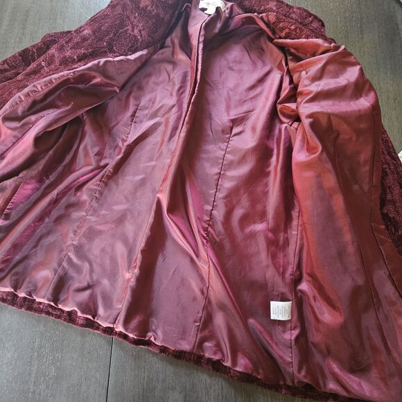 Coldwater Creek Maroon Floral Paisley Tapestry Short Jacket Blazer Womens Large - Picture 6 of 8